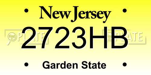 2723HB New Jersey License Plate