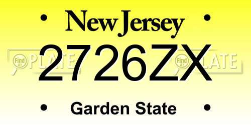 2726ZX New Jersey License Plate