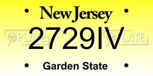 2729IV New Jersey License Plate