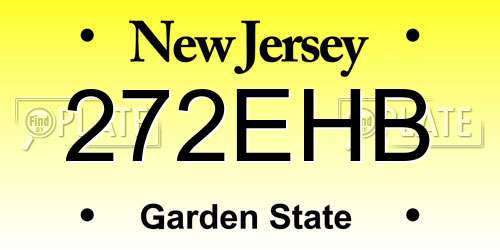 272EHB New Jersey License Plate