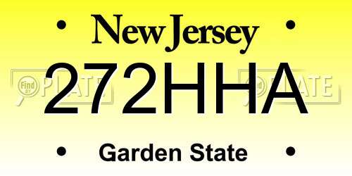 272HHA New Jersey License Plate