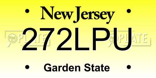 272LPU New Jersey License Plate
