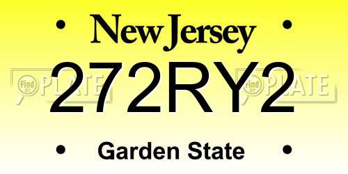 272RY2 New Jersey License Plate