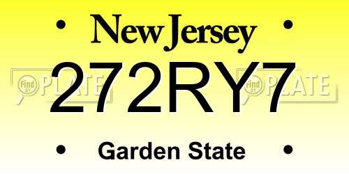 272RY7 New Jersey License Plate