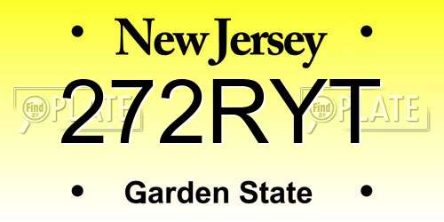 272RYT New Jersey License Plate