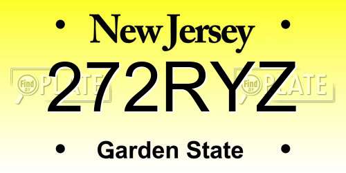 272RYZ New Jersey License Plate
