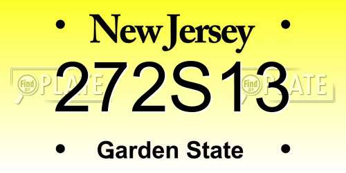 272S13 New Jersey License Plate