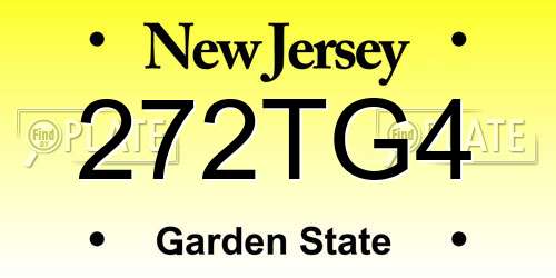 272TG4 New Jersey License Plate
