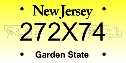 272X74 New Jersey License Plate