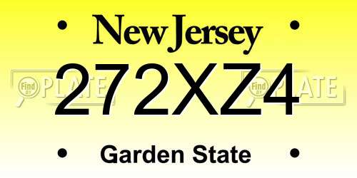 272XZ4 New Jersey License Plate