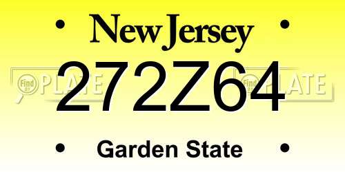 272Z64 New Jersey License Plate