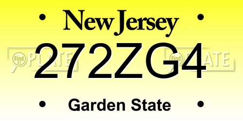 272ZG4 New Jersey License Plate