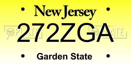 272ZGA New Jersey License Plate