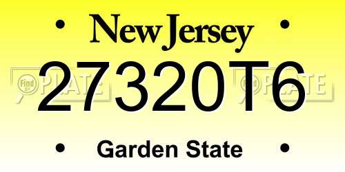 27320T6 New Jersey License Plate