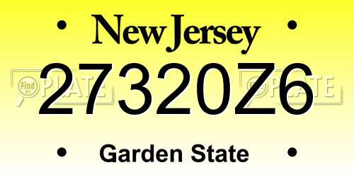 27320Z6 New Jersey License Plate