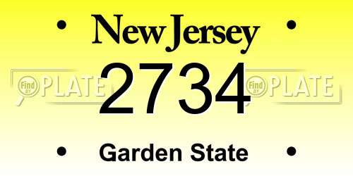 2734 New Jersey License Plate
