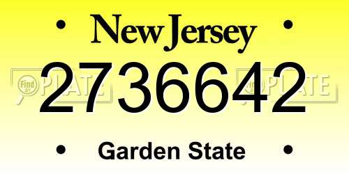 2736642 New Jersey License Plate