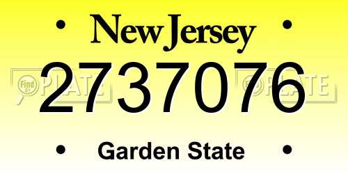 2737076 New Jersey License Plate