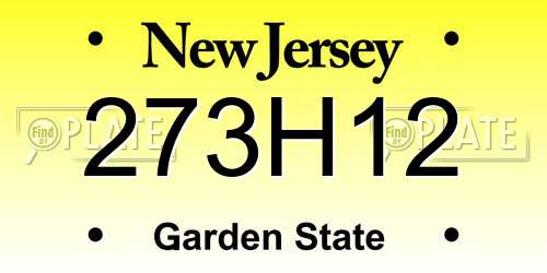 273H12 New Jersey License Plate