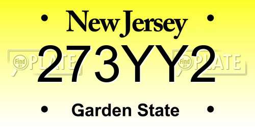 273YY2 New Jersey License Plate