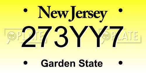273YY7 New Jersey License Plate