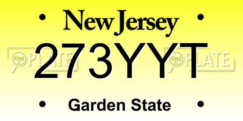 273YYT New Jersey License Plate