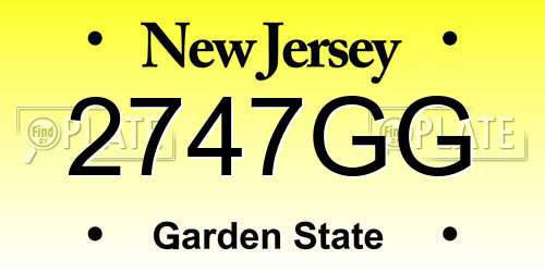 2747GG New Jersey License Plate