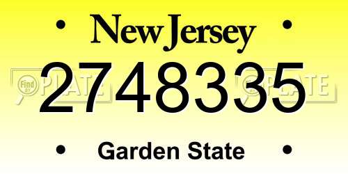 2748335 New Jersey License Plate