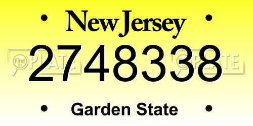 2748338 New Jersey License Plate