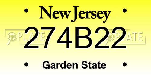 274B22 New Jersey License Plate