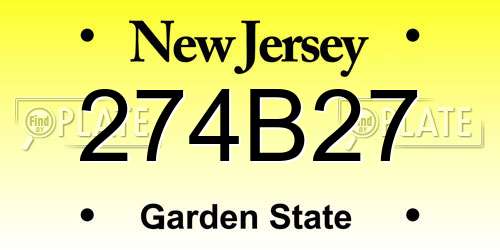 274B27 New Jersey License Plate