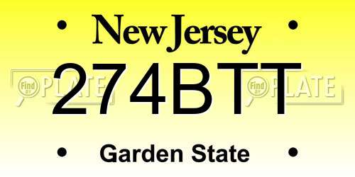 274BTT New Jersey License Plate