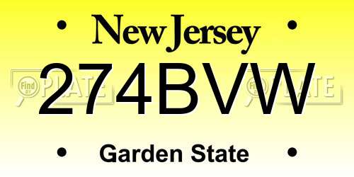 274BVW New Jersey License Plate