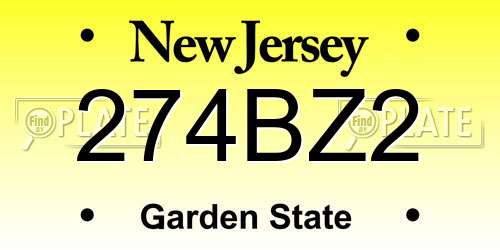 274BZ2 New Jersey License Plate