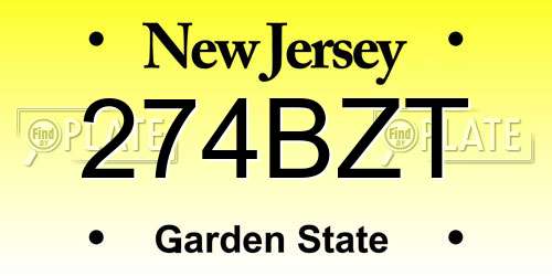 274BZT New Jersey License Plate