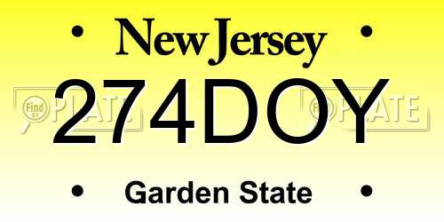 274DOY New Jersey License Plate