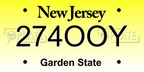 274OOY New Jersey License Plate