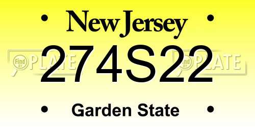 274S22 New Jersey License Plate