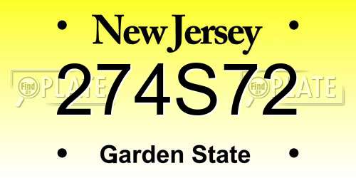 274S72 New Jersey License Plate