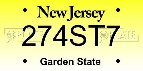274ST7 New Jersey License Plate