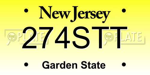 274STT New Jersey License Plate