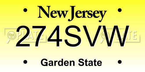 274SVW New Jersey License Plate