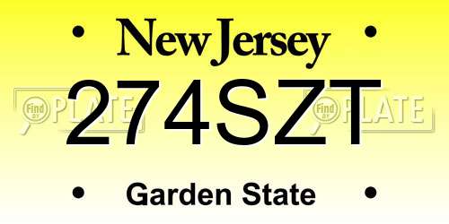 274SZT New Jersey License Plate