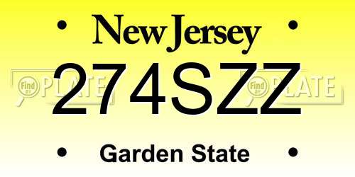 274SZZ New Jersey License Plate