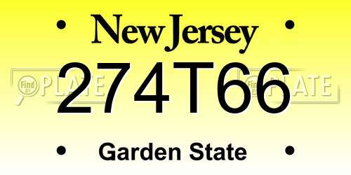 274T66 New Jersey License Plate