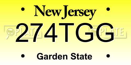 274TGG New Jersey License Plate