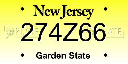 274Z66 New Jersey License Plate