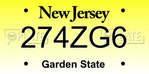 274ZG6 New Jersey License Plate