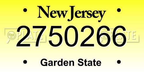2750266 New Jersey License Plate