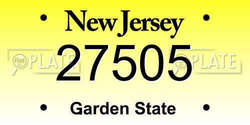 27505 New Jersey License Plate